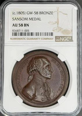 1805 George Washington Medal GW-58 Sansom NGC AU-58 BN - Image 1 of 4