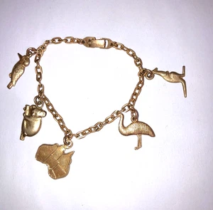 Vintage 9ct Gold Silver Lined Australian Charm Bracelet Koala Kangaroo Map 1950 - Picture 1 of 10