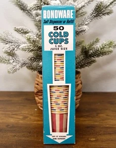Vintage Bondware anni 60 5 oz tazze cerate monouso bancone montaggio a parete dispenser strisce - Foto 1 di 6