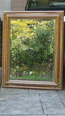 РАННИЕ 20c БОЛЬШИЕ ИТАЛЬЯНСКИЕ РЕЗНЫЕ ПО ДЕРЕВУ ДЕКОРАТИВНЫЕ ПОЗОЛОЧЕННЫЕ РАМЫ СО СКОШЕННЫМ ЗЕРКАЛОМ 51 дюйм Hx40 дюймов x 3 - Изображение 1 из 4