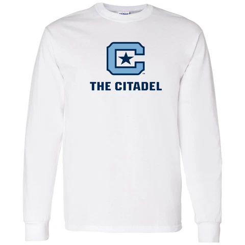 The Citadel Bulldogs Primary Logo Long Sleeve T Shirt - White Cover