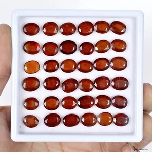 165 Ct/36 Pcs Natural Untreated Ceylon Hessonite Garnet Oval Gem Lot For Jewelry - Picture 1 of 6