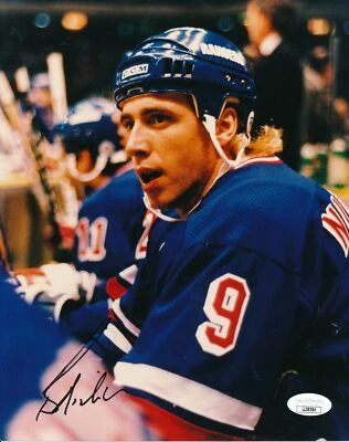 Foto 8x10 firmada/autografiada por Bernie Nicholls New York Rangers JSA 157761 Foto 1 de 2