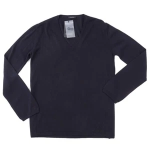 Cruciani Dark Navy Blue Knit Cotton V-Neck Sweater XS (Eu 44) NWT - Picture 1 of 5