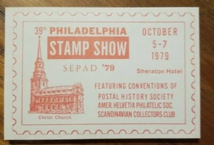 39th Philadelphia Stamp Show 1979 marca publicitaria póster sello - Imagen 1 de 1