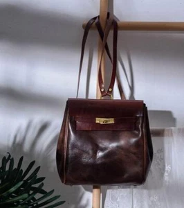 Handgefertigter brauner Schulter 3 in 1, wandelbarer Rucksack, Vollnarbenleder Shou - Bild 1 von 10