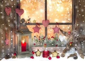 3x2Vinyl Foto Hintergrund Weihnachten Laterne Ornamente Schäbiger Fensterinnenra - Bild 1 von 6