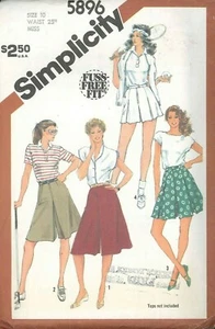 Misses' Tennis Culottes Pattern Size 10 Simplicity 5896 Uncut 1983 Fuss Free Fit - Picture 1 of 2