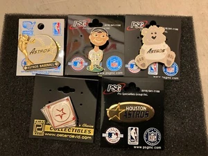 Set of 5 Houston Astros Vintage Logo Collector Pins BLOWOUT PRICE - Picture 1 of 1