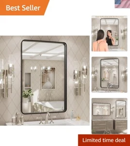 Sleek Black Metal Framed Mirror - 24x30 Inch for Bathroom and Contemporary Decor - Picture 1 of 10