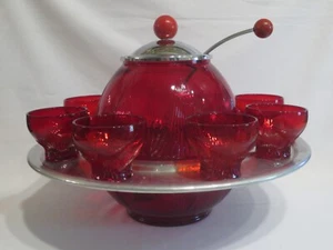 NEW MARTINSVILLE TOP PRIZE RUBY PUNCH BOWL SET - Picture 1 of 9