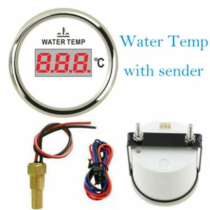 52mm Water Temp Gauge with Sender 40-120C For Car Marine Red Led Digital Display - Picture 1 of 7