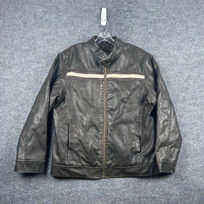 Abrigo Arizona Jean Co Para Hombre L Marrón Imitación Cuero Cremallera Moto Bombardero Café Corredor Y2K Foto 1 de 4