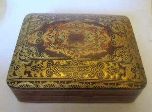 Vtg ITALY LEATHER BOX Trinket Jewelry Vanity LUTI FIRENZI FLORENCE Renaissance - Picture 1 of 10