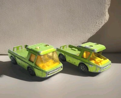 2 GREEN TOW TRUCKS Matchbox Superfast Toe Joe  wrecker No. 74 Vtg Lesney C3-42 - Image 1 of 4