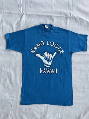 Camiseta suelta vintage años 70 Hawaii colgar camisetas poli talla pequeña Foto 1 de 4