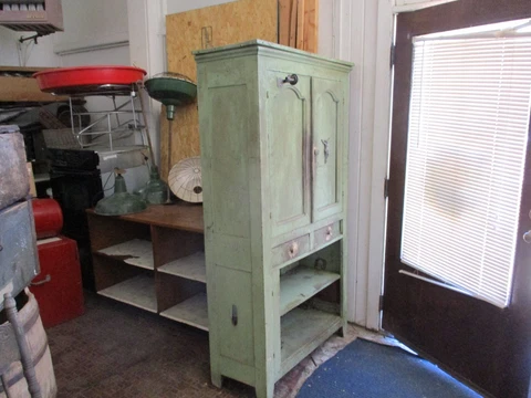 Primitive Cabinet the real deal funky green with extra's Cover