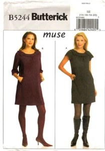 Butterick Sewing Pattern Women's DRESS w/ Pocket B5244 Muse 12-14-16-18-20 UNCUT - Picture 1 of 4