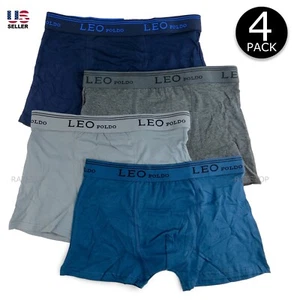 Lot 4 Mens Flyless Boxer Briefs Trunks Shorts Underwear Cotton Pack Waistband - Picture 1 of 3