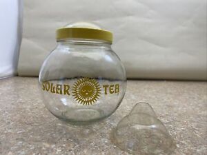 Vintage Round Glass Solar Sun Tea Jar Domed Top Lid 1 Gallon Yellow MCM