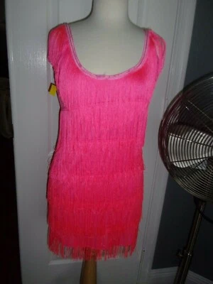 ADULTO MUJER ROSA FLAPPER VESTIDO HALLOWEEN DISFRAZ TALLA PEQUEÑA Foto 1 de 2