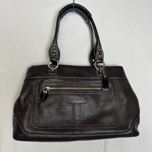 ENTRENADOR Penélope Brown Pebbled Leather Carryall Satchel Purse 14425 - Imagen 1 de 7
