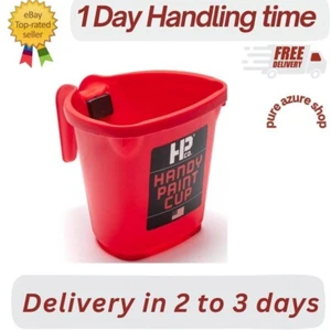 Paint Cup Portable With Paintbrush Magnet 16 Oz. Red Plastic, Handle Container - Picture 1 of 3
