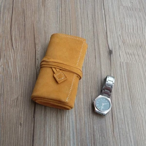 Custodia orologio da viaggio 3 slot unisex vintage vera pelle di mucca morbida organizer borse - Foto 1 di 17