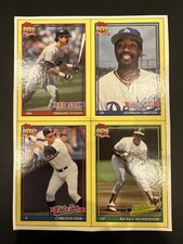 1991, TOPPS,BOX BOTTOM,FULL PANEL,RICKEY HENDERSON,EVANS,GRIFFIN,FISK,EX