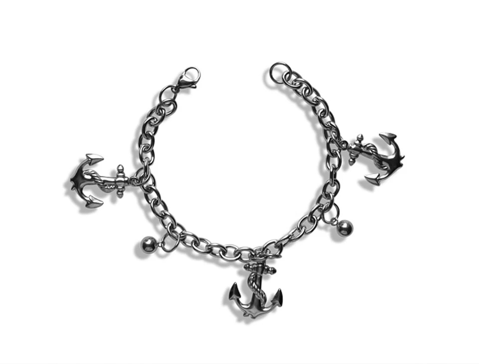 Bahnmüller Edelstahl Bettelarmband Armkette Anker Länge:19cm B:6mm (975) - Bild 1 von 1