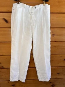 JM Collection Linen Lined Straight Leg Elastic Waist Trouser Pants New Petite 14 - Picture 1 of 4