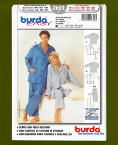 Pajamas Sewing Pattern for both Men & Women (See Photos for Sizes) Burda 2691 - Picture 1 of 4