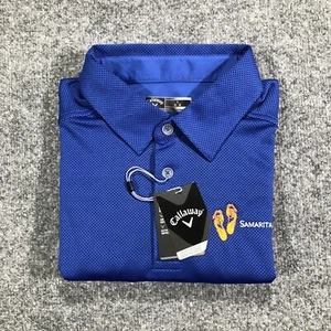 Callaway Swing Tech Polo Shirt Men's L Large Micro Tattersall Blue Surf The Web - Picture 1 of 11