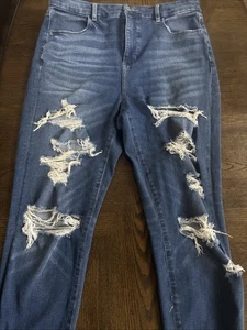 American Eagle The Dream Jeans Used-Look blau Denim Größe 12 kurz Damen gebraucht, in einwandfreiem Zustand - Bild 1 von 10