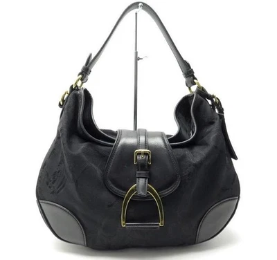 RALPH LAUREN ETRIER 肩包帆布和皮革 STIRRUP 钱包 EQUESTRIAN — 第 1/4 张图片