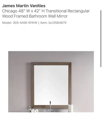 Espelho de parede para banheiro James Martin 305-M48-WWW Chicago 48" L x 42" A - Imagem 1 de 4