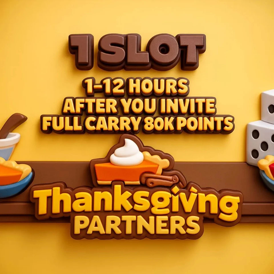 1 x slot Instant complete  ( Thanksgiving Partners Event ) Monopoly_Go! 🌟 - Image 1 of 1