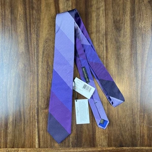 *NEW* Allen Edmonds Men's Necktie Luxury Ombre Bias Stripe Purple 100% SILK USA - Picture 1 of 5