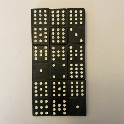 Azulejos de madera de repuesto vintage de dominó 9 piezas con respaldo de dragón buen estado Foto 1 de 4