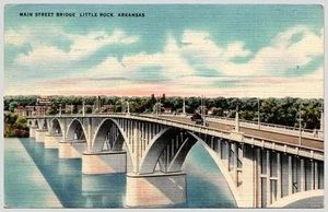 1930s Little Rock AR Main Street Bridge Pulaski County Postcard - Picture 1 of 2