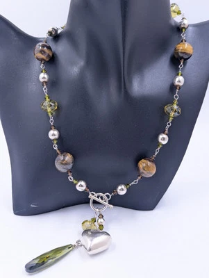 Collar de plata esterlina de colección cuentas de ojo de tigre, citrino facetado amarillo 58 g 18"" Foto 1 de 4