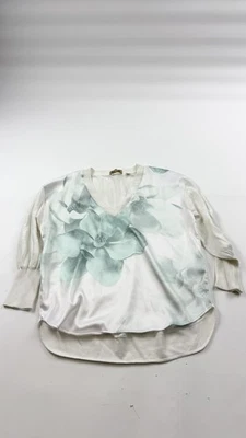 Ted Baker Sweater Womens Medium Ivory Floral V Neck WMK Siano Magnolia Knit - Image 1 of 4