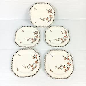 5 x Alfred Meakin Side Plates Windfall Orange Black Vintage 1950s - Bild 1 von 10