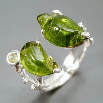 AAA Carving color Natural Tourmaline Ring 925 Sterling Silver Size 6.5 /R430357 - Image 1 of 4