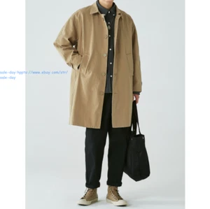 Trench coat primavera y otoño chaqueta negocios informal cortavientos de longitud media para hombre - Imagen 1 de 20