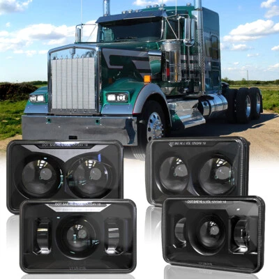 4PCS DOT Brightest 4X6'' LED Headlights Sealed For Kenworth T800 T400 T600 W900B - Image 1 of 4