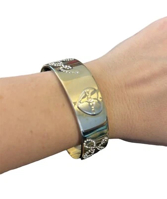 Bebe Gold Tone and Rhinestone Love Bangle - Image 1 of 4