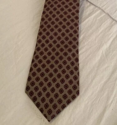 Corbata de cuello vintage Calvin Klein marrón tostado marrón estampado geométrico 100 % seda para hombre” Foto 1 de 4