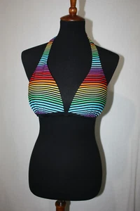 California Waves Gr. M Push Up Bikini Oberteil Regenbogen Streifen Triangel Neckholder - Bild 1 von 6