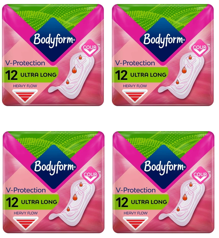 Bodyform Ultralange Schwere Damenbinden Einlagen 12 pro Packung 4 Stück